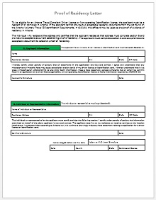proof of residency letter template