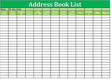 excel address book template