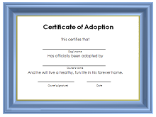 Printable Pet Adoption Certificate Pdf