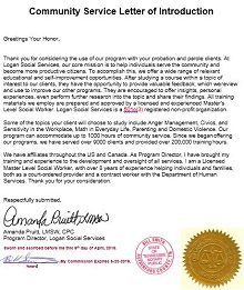 community service letter for court template