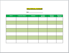 delivery schedule template excel