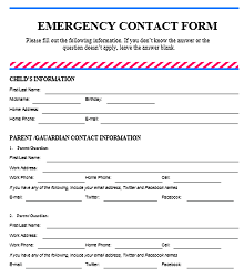 emergency contact form template