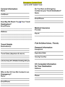 emergency contact information template
