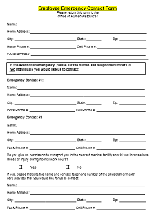 emergency contact form for employees