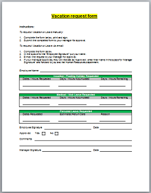 Vacation request form