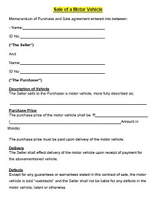 Vehicle purchase agreement