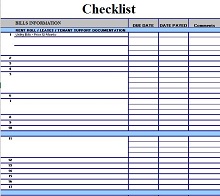 bill payment checklist template