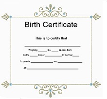 official blank birth certificate template
