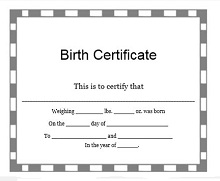 empty birth certificate