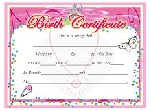 custom birth certificate
