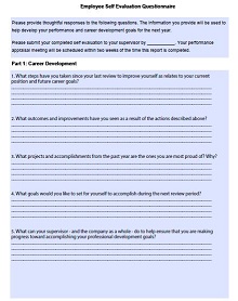 Employee Self Evaluation Questionnaire