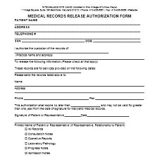 medical release forms template