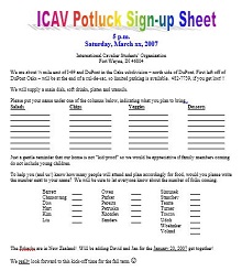 how to make a potluck signup sheet