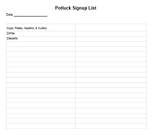party sign up sheets