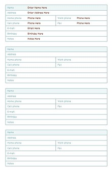 address book template free