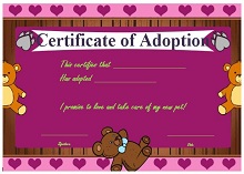 child adoption certificate template