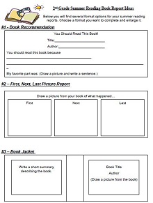 book report form, elementary book report template