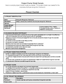 one page project charter template