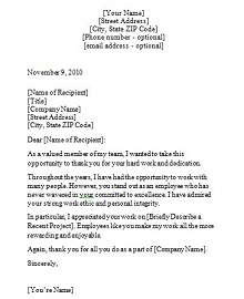 sample recognition letter for coworker