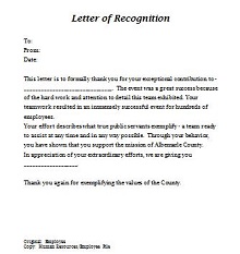 recognition letter sample