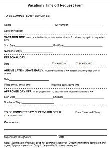 employee vacation forms