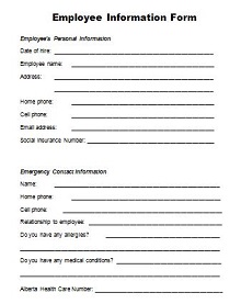 personal info form templates