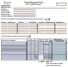 corporate travel request form, domestic travel request form