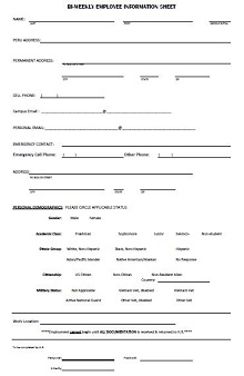 Bi-Weekly Employee Information Sheet