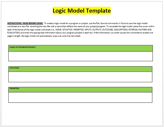 Logic Model Template sample