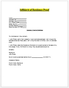 proof of residency letter template pdf