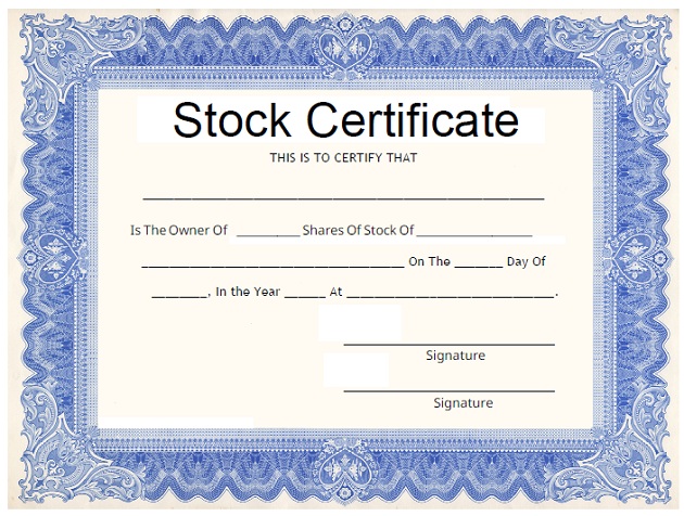Stock certificate template pdf