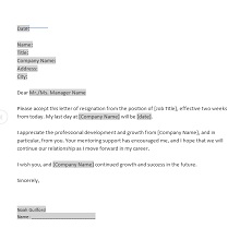 Sample Resign Letter 1 Week Notice from excelshe.com
