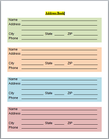 phone book template