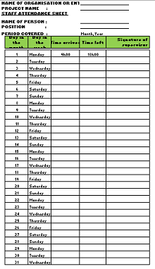 employee attendance sheet template
