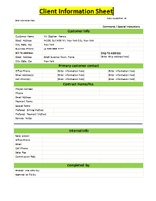 client information sheet for real estate