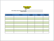 delivery schedule template excel
