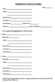 emergancy contact sheet
