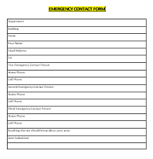 emergency contacts form templates