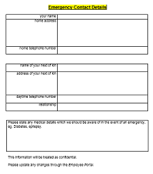 sample emergency contact form