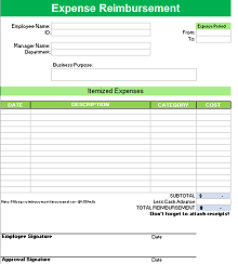 Blank Expense Reimbursement Form in Excel