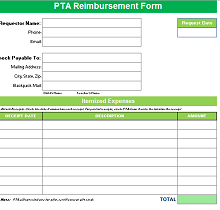 PTA Expense Reimbursement Form Template