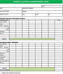 Business Expense Reimbursement Sheet
