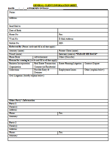 General Client Information Sheet Template