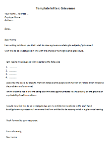 sample grievance letter to employer