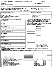 Day Care Income And Expense Worksheet
