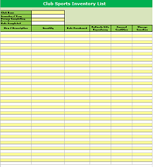 Inventory list template