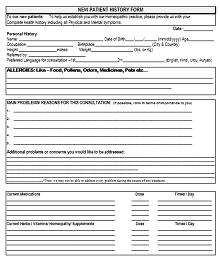 new patient medical history form template