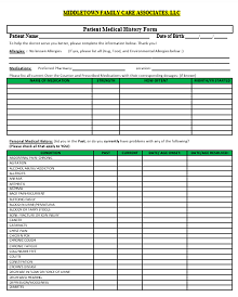 free medical history questionnaire template 
