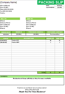 excel packing slip template