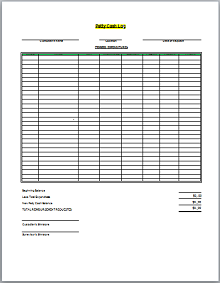 Petty cash log printable template